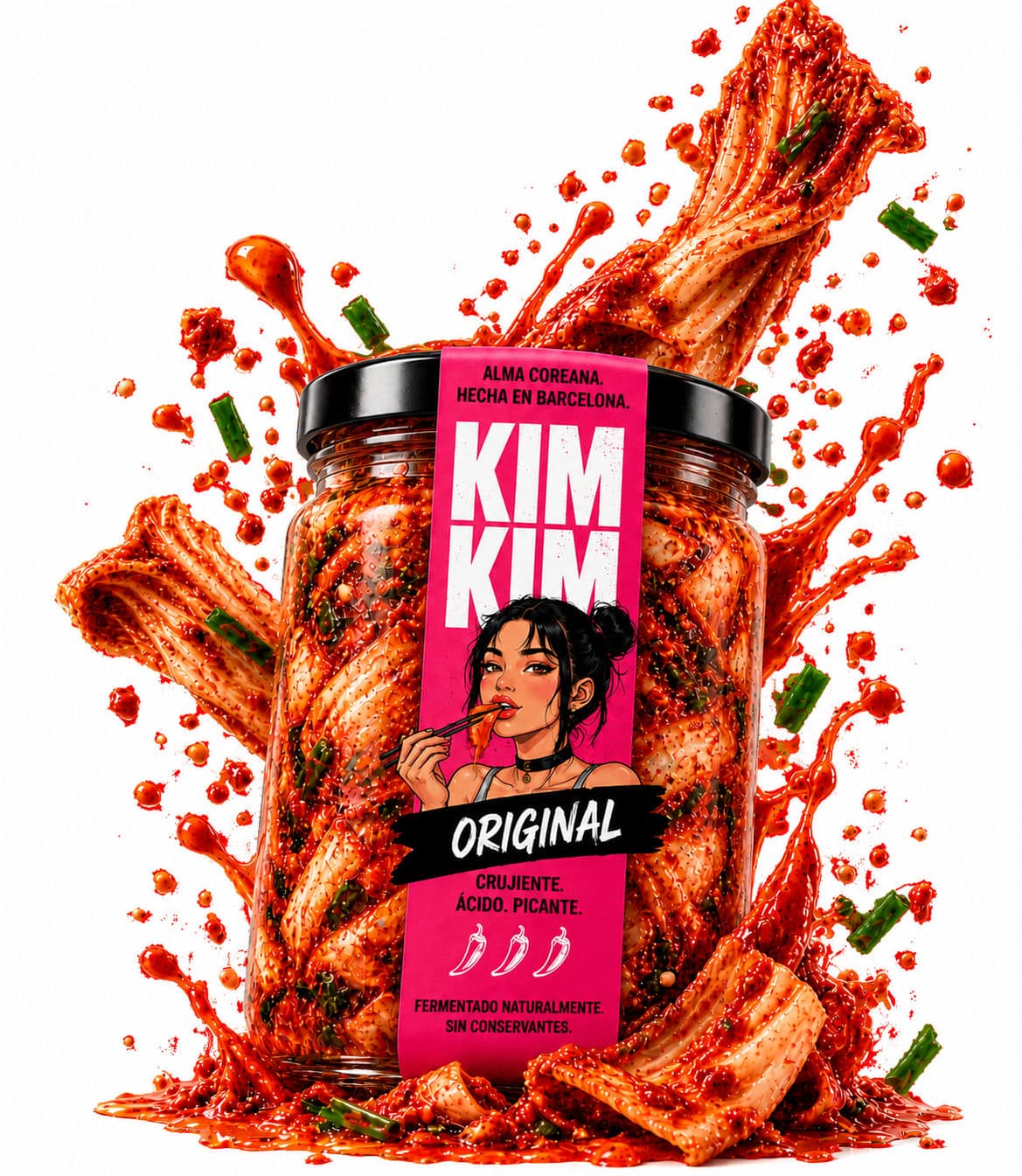 Tarro de kimchi KIMKIM ORIGINAL con salpicadura de kimchi